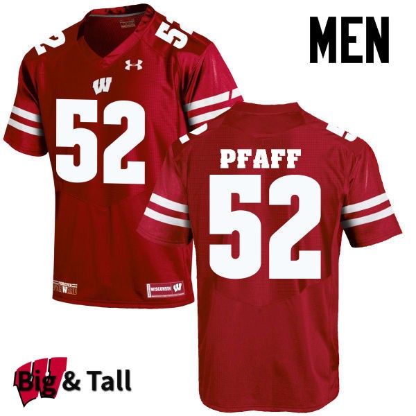 Wisconsin Badgers Men's #52 David Pfaff NCAA Under Armour Authentic Red Big & Tall College Stitched Football Jersey TR40L32NN